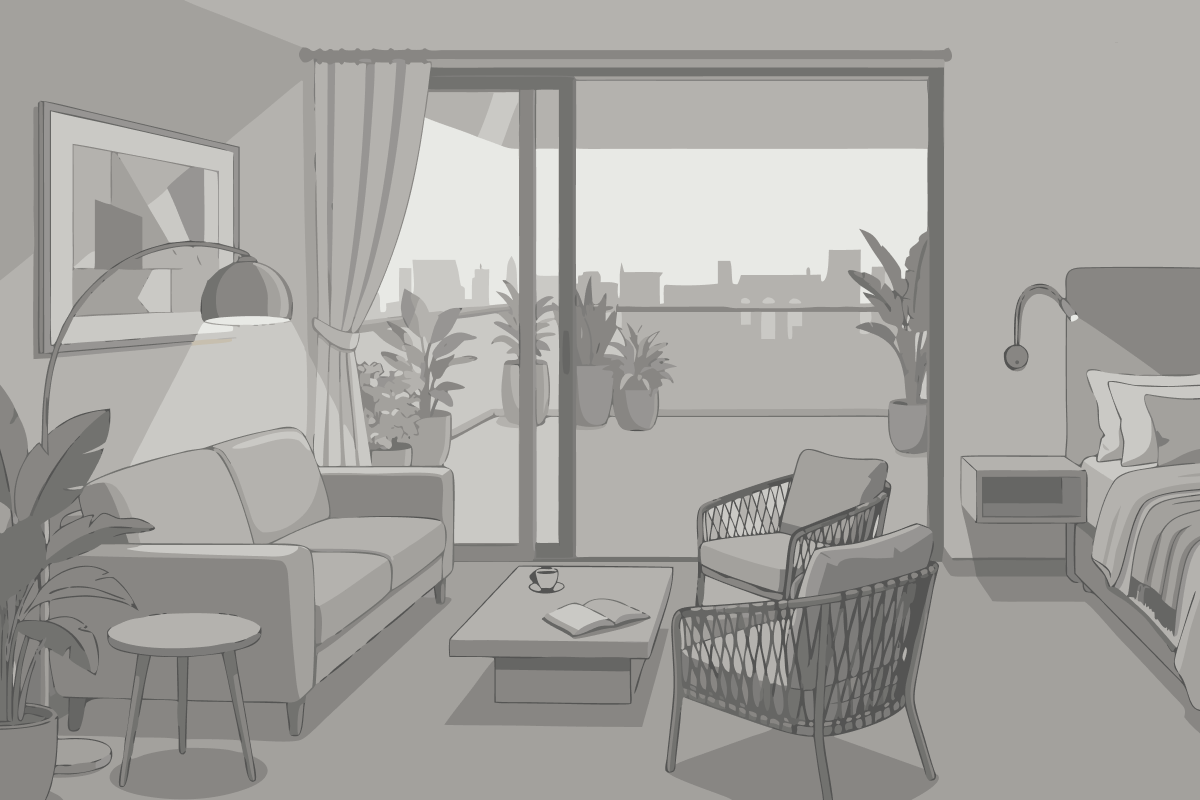 Estudio con zona de cocina